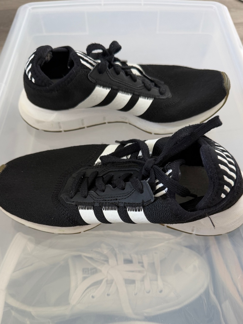 adidas Kids Black and White Athletic Slip-On Sneakers